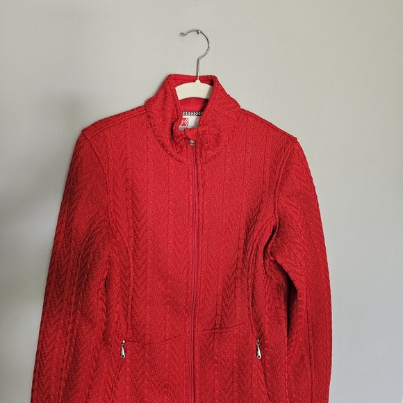 Spyder Core Sweater Womens Size M Jacket Vampire Red Full Zip Cable Knit Lined - Picture 4 of 16
